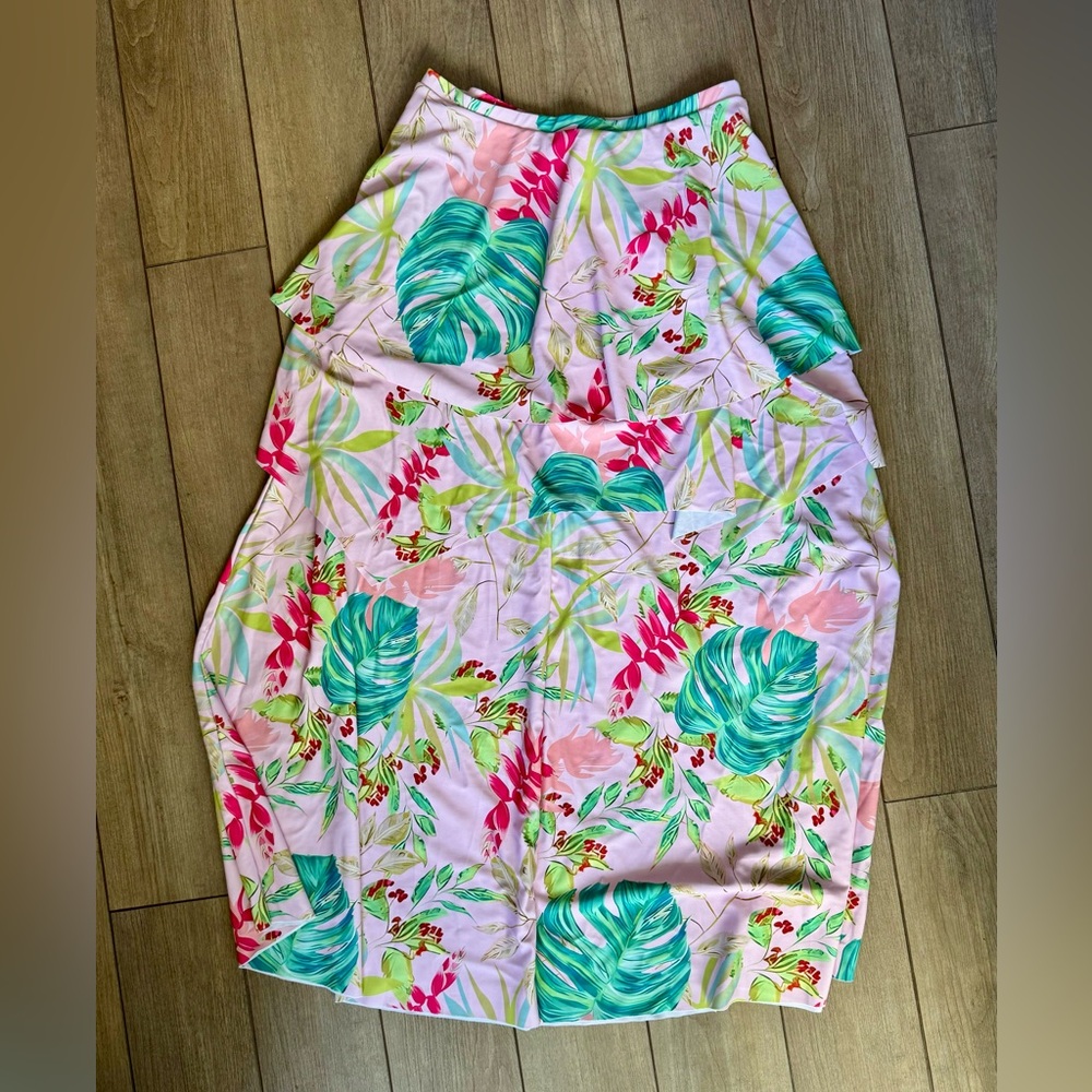 Pink Tropical Palm Skirt/coverup
